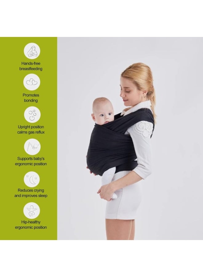 MostNow Baby Wrap Carrier - All in 1 Original Breathable Baby Sling, Lightweight,Hands Free Carrier Sling, Adjustable baby Carrier Wrap, Baby Carriers for Newborn, Infant,Baby Wraps Carrier (Black) - Image 4