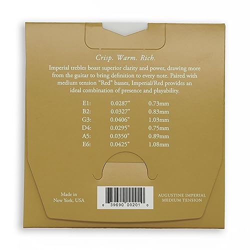 Augustine Strings Imperial Medium Tension - Premium Crystal Nylon Classical Guitar Strings - Produced in New York by the Manufacturer of the Original Nylon String - 1 Set - Image 2