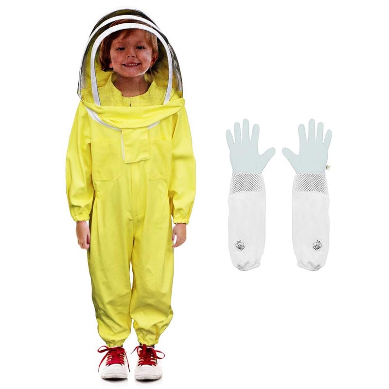 Luwint Kids Beekeeping Suits - Full Body Protection Children Bee Beekeeper Jacket with Gloves and Ventilated Hood (4'2''-4'7'' Height) - Image 1