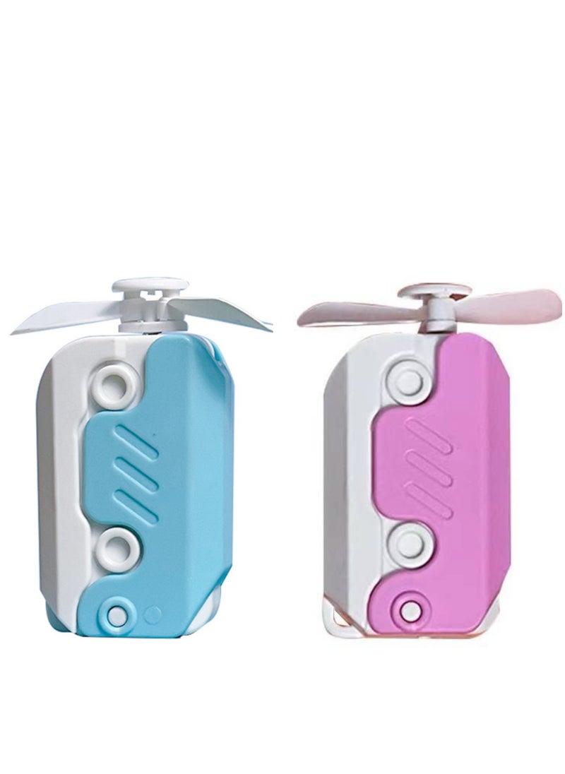 OUYoo 2 in1 Portable Mini Handheld Fan Fidget Toy, USB Rechargeable Cute Fans And Fidget Toy, Cool  Small Fan for Outdoor Office  - Image 1