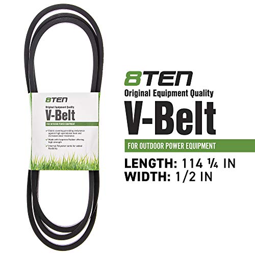8TEN Belt for John Deere LT133 LT150 LT155 LT166 M126536 Cub Cadet RZT42 RZT L42 SX42 954-04137 754-04137 (114 1/4" x 1/2") - Image 2