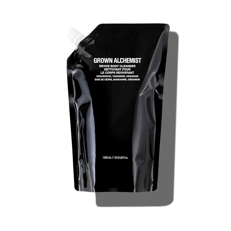 Grown Alchemist Revive Body Cleanser Refill Pouch Cedarwood Tangerine Geranium Gentle Body Wash Hydrates Cleanse Skin 1L