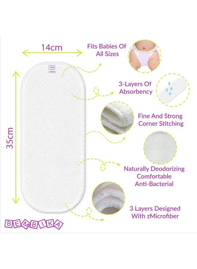 BEMBIKA Cloth Daiper For Inserts Natures Cloth Diaper Liner Reusable Washable Cotton Diaper Nappy Inserts For Baby Cloth Diapers (Set Of 10)(Microfiber 3 Layer) - Image 3