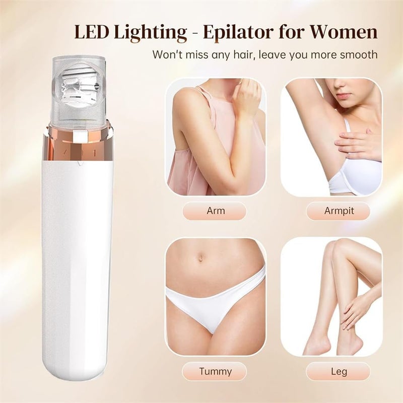 Azonee Facial Hair Remover, 2-in-1 Electric Razor for Women, Flawless Facial Epilator, Mini Size for Travel, Business Trip, Mini Electric Hair Removal Device (White) - Image 2