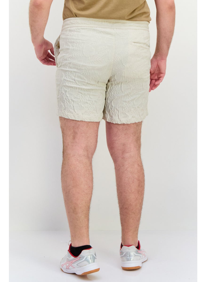 Jack Jones Men Jacquard Basic Shorts, Beige  - Image 3