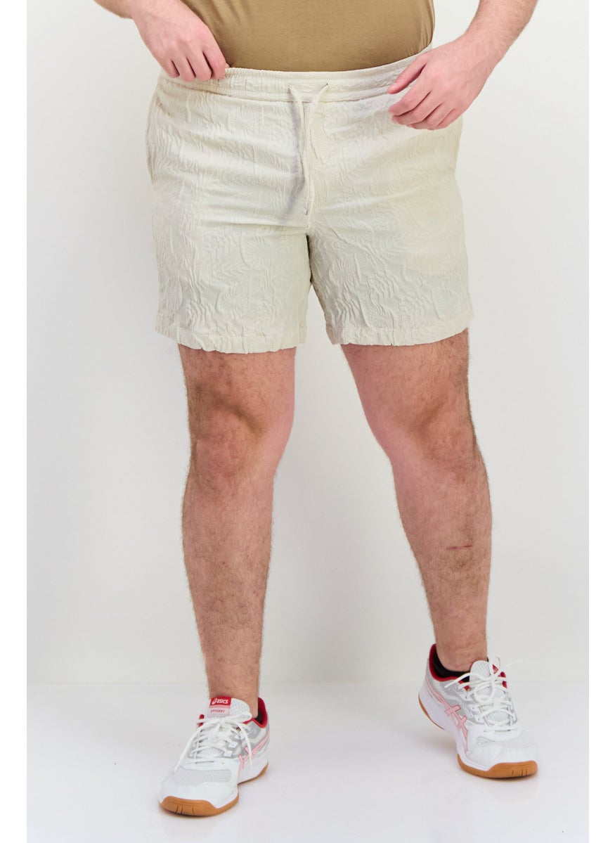 Jack Jones Men Jacquard Basic Shorts, Beige  - Image 1