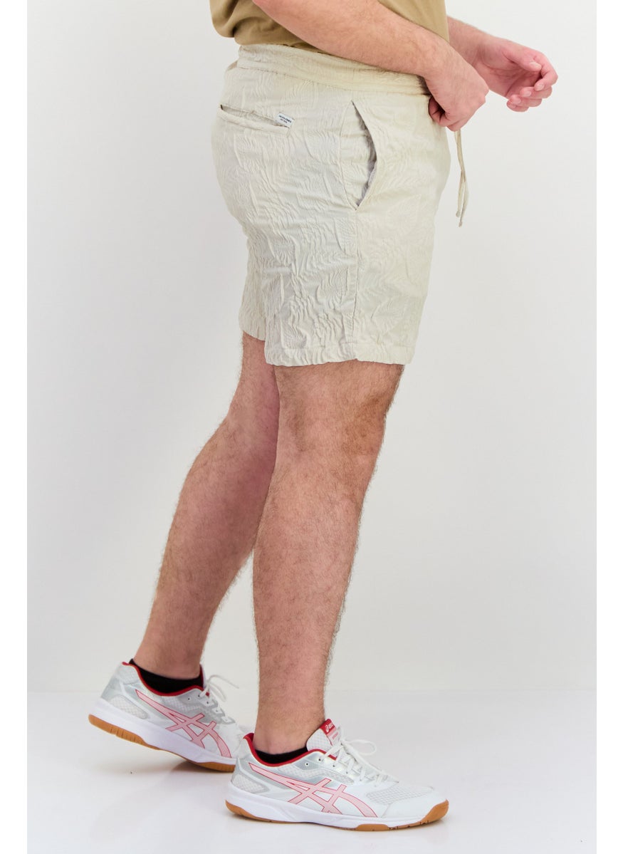 Jack Jones Men Jacquard Basic Shorts, Beige  - Image 2