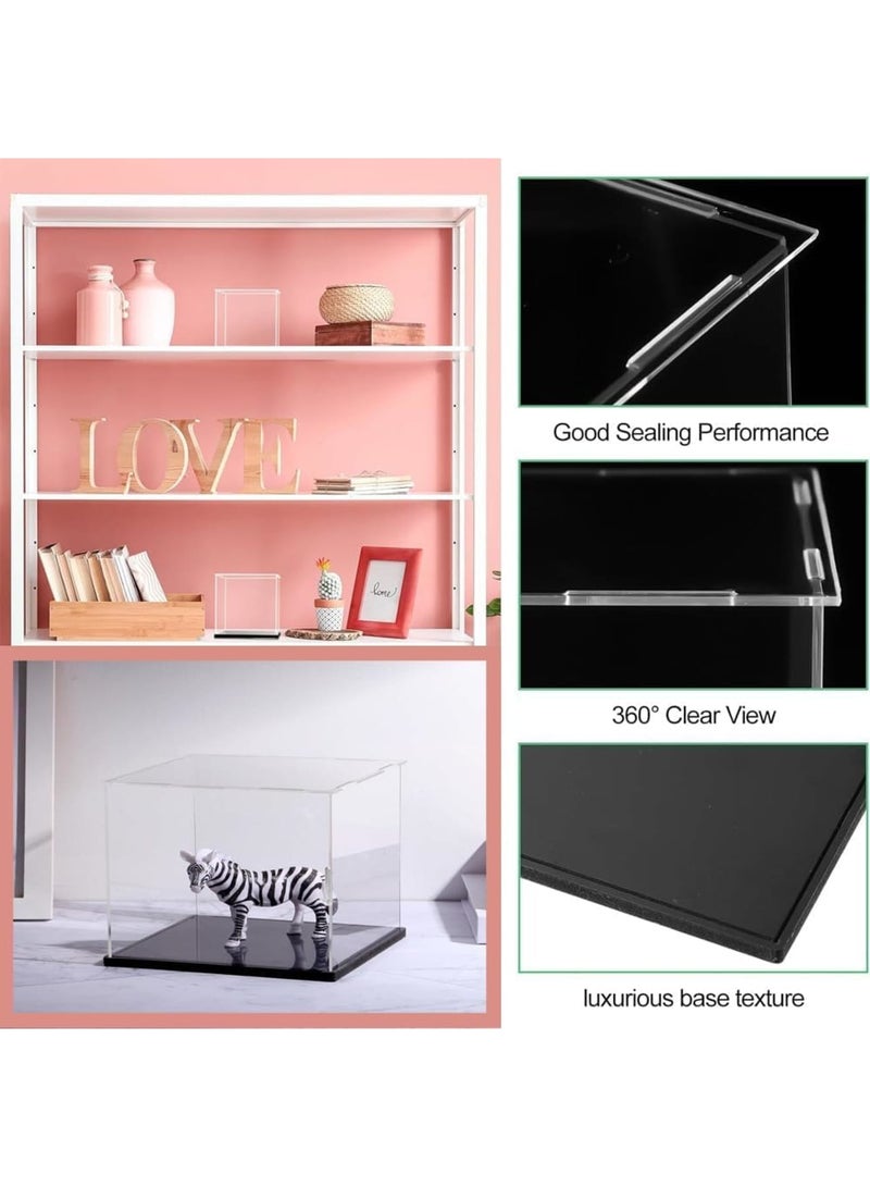 SOLARAE Clear Acrylic Display Case, Dustproof Protection Showcase Organizer, Self-Assembly Acrylic Box with Black Thick Base and Side Door, Suitable for Collectibles, Organization (10X10X15cm) - Image 3