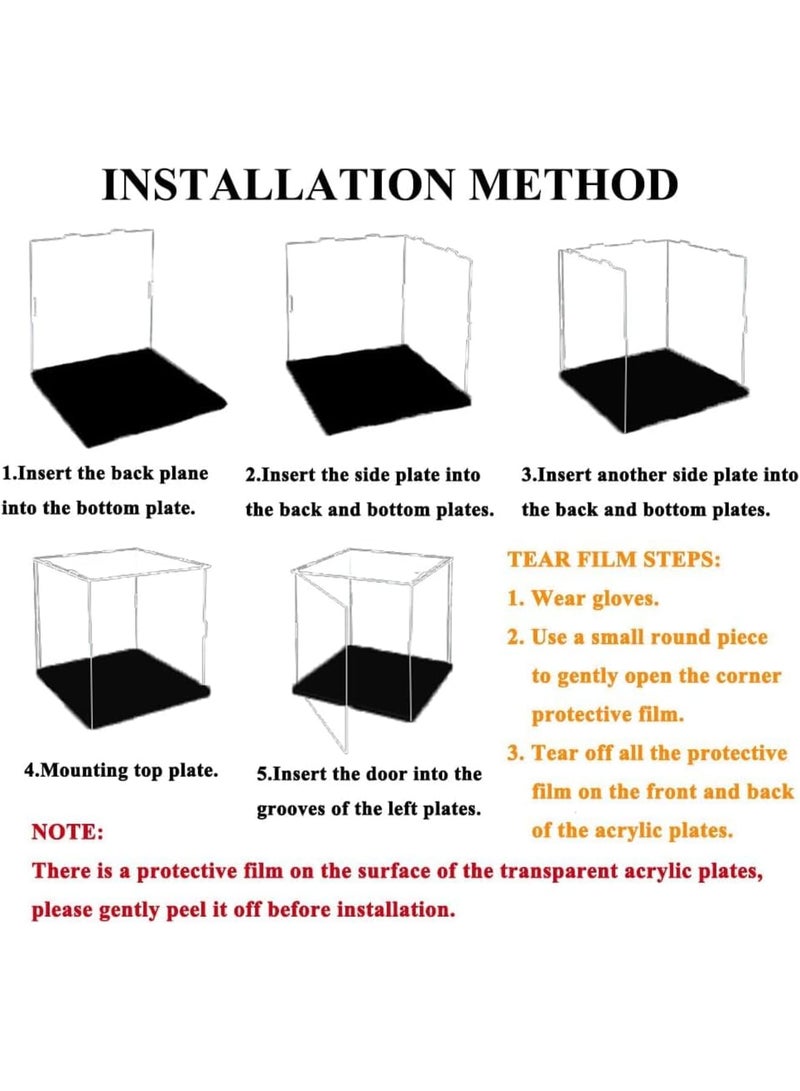 SOLARAE Clear Acrylic Display Case, Dustproof Protection Showcase Organizer, Self-Assembly Acrylic Box with Black Thick Base and Side Door, Suitable for Collectibles, Organization (10X10X15cm) - Image 5