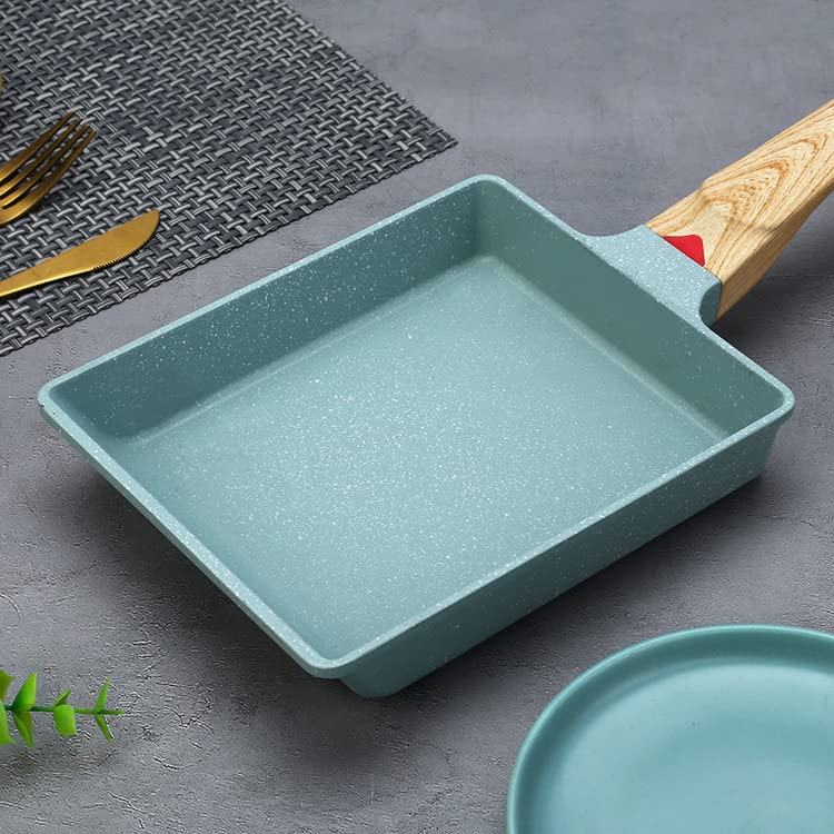 HARI® Nonstick Omelette Pan Japanese Tamagoyaki Egg Pan Rectangular Small Non Stick Frying Pan Blue 8” x 6” - Image 1