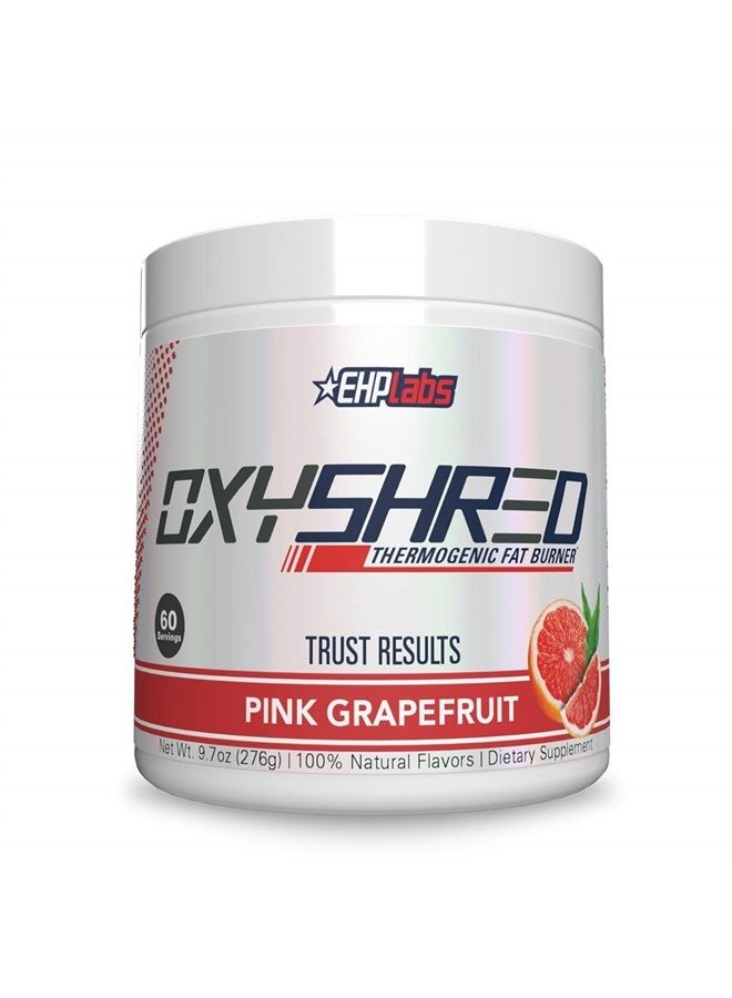 EHP Labs EHPlabs OxyShred مسحوق ما قبل التمرين الحراري ومكمل التخسيس - مسحوق ما قبل التمرين مثبت علميًا مع L جلايسين و أسيتيل L كارنيتين، مشروب تعزيز الطاقة - جريب فروت وردي، 60 حصة - Image 1