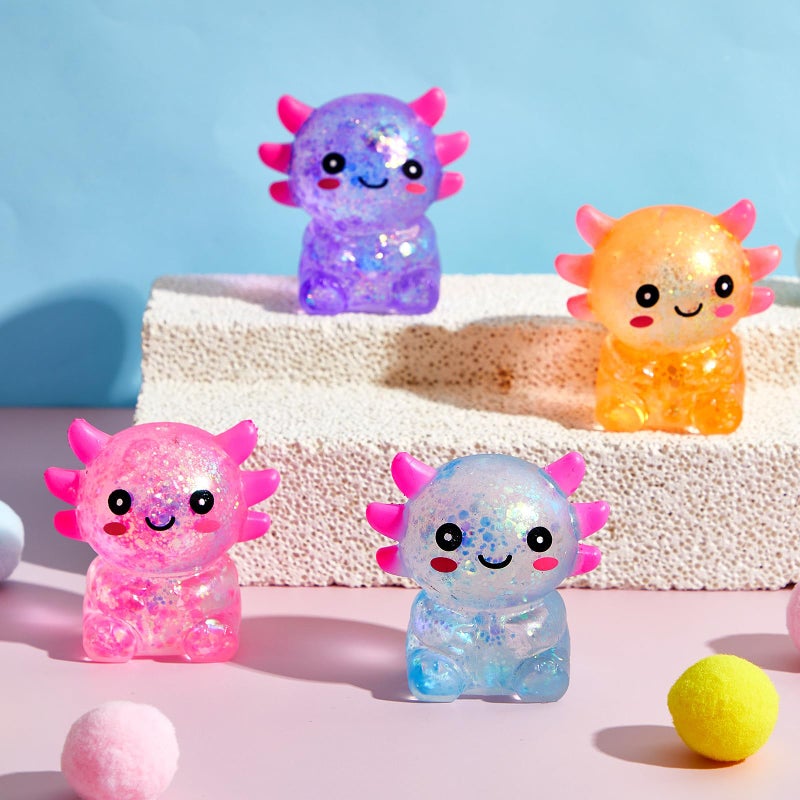 Simgoing 4 Pcs Axolotl Stress Toy Squeeze Axolotl Party Favors Malt Sugar Filled Stretchy Fidget Stress Ball Sensory Toys for Adults Soothing Christmas Birthday Party Gift (Standing Posture) - Image 3
