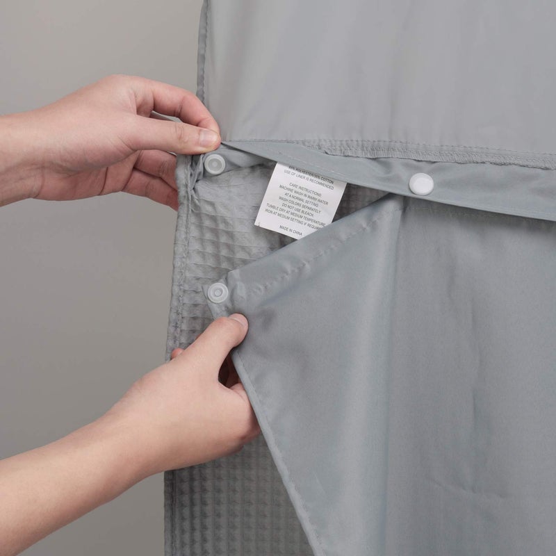 N&Y HOME NY HOME No Hook Snap in Fabric Replacement Liner with Magnets 70 x 54  Removable  Detachable to Wash Use for Hotel Style Shower Curtain  Gray 70x54 