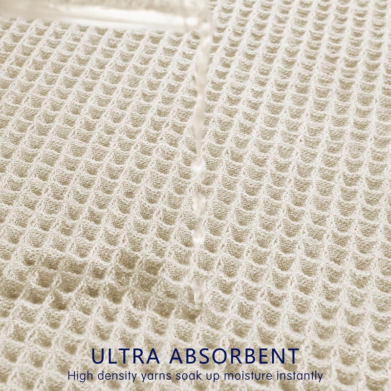 subrtex Waffle Braided Bath Mat, 16" x 24" Soft Waffle Bath Rugs, Absorbent Non Slip Bathrooom Mats, Machine Washable Area Rug for Bathroom, Quick Dry, Off White - Image 4