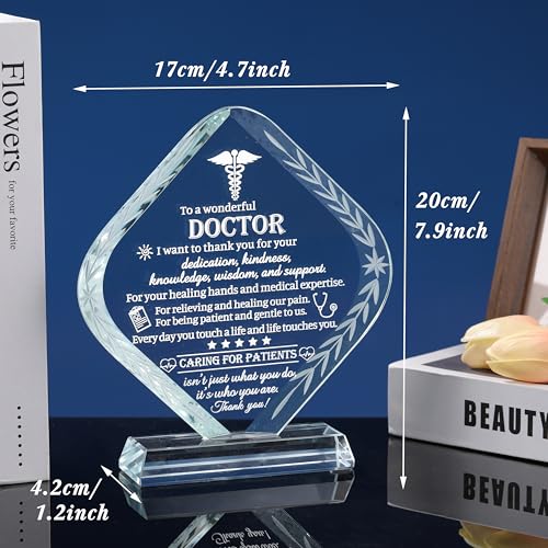 Movdyka Doctor Appreciation Gifts for Men Women Engraved Crystal Plaque Keepsakes Doctor Thank You Gift for Him Her Doctors Day Present Christmas Thanksgiving Birthday Retirement Best Dr. Decor - Image 3
