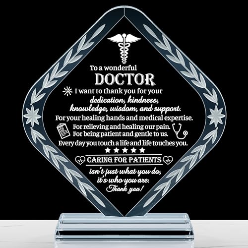 Movdyka Doctor Appreciation Gifts for Men Women Engraved Crystal Plaque Keepsakes Doctor Thank You Gift for Him Her Doctors Day Present Christmas Thanksgiving Birthday Retirement Best Dr. Decor - Image 1