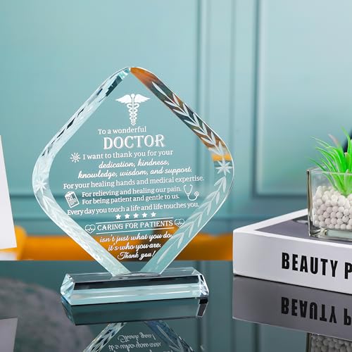 Movdyka Doctor Appreciation Gifts for Men Women Engraved Crystal Plaque Keepsakes Doctor Thank You Gift for Him Her Doctors Day Present Christmas Thanksgiving Birthday Retirement Best Dr. Decor - Image 2
