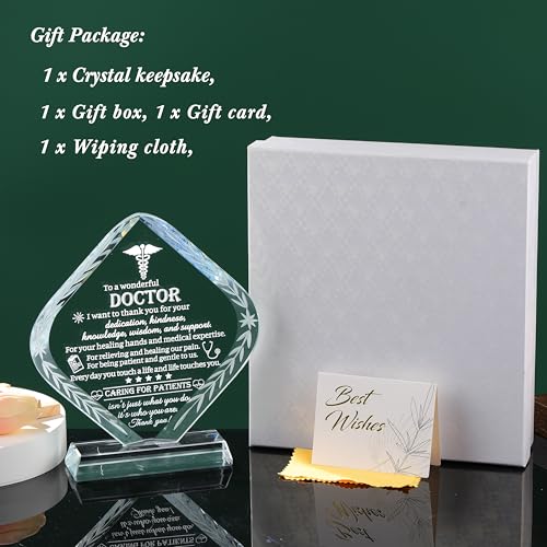 Movdyka Doctor Appreciation Gifts for Men Women Engraved Crystal Plaque Keepsakes Doctor Thank You Gift for Him Her Doctors Day Present Christmas Thanksgiving Birthday Retirement Best Dr. Decor - Image 5