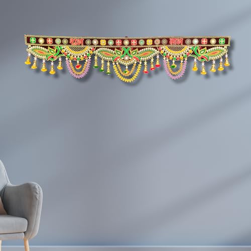 REPTUM DECOR Shubh Labh Toran, Traditional Peacock Floral Door Hanging, Multicolour Decorative Bandhanwar, 91 cm Length - Image 4