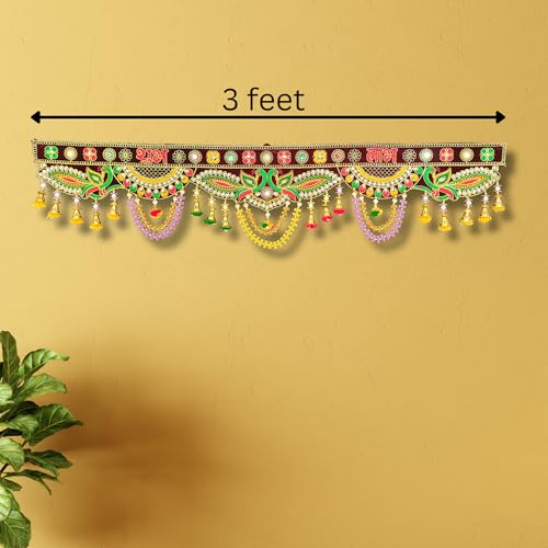 REPTUM DECOR Shubh Labh Toran, Traditional Peacock Floral Door Hanging, Multicolour Decorative Bandhanwar, 91 cm Length - Image 2
