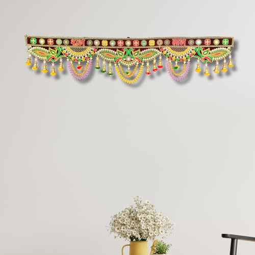 REPTUM DECOR Shubh Labh Toran, Traditional Peacock Floral Door Hanging, Multicolour Decorative Bandhanwar, 91 cm Length - Image 5