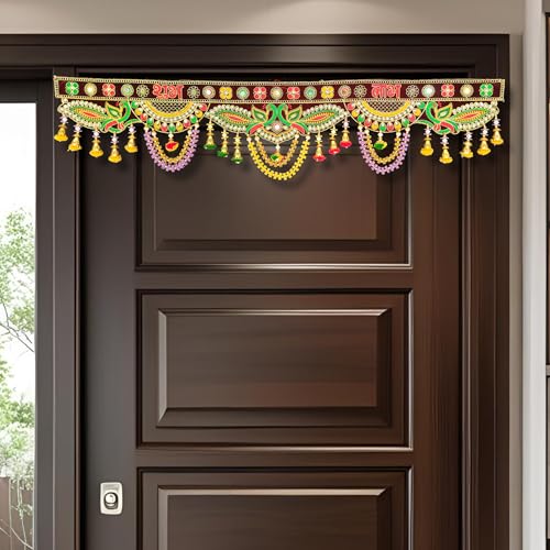 REPTUM DECOR Shubh Labh Toran, Traditional Peacock Floral Door Hanging, Multicolour Decorative Bandhanwar, 91 cm Length - Image 3