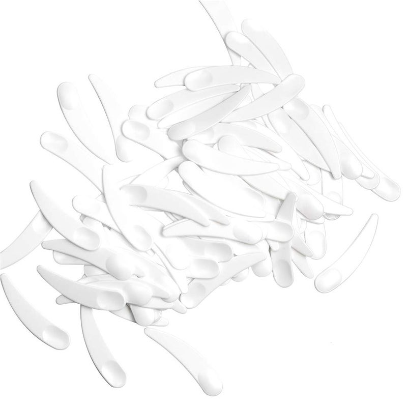 ZEJIA 100 PCS Mini Makeup Mask Spatula White Plastic Cosmetic Spoon for Mixing and Sampling