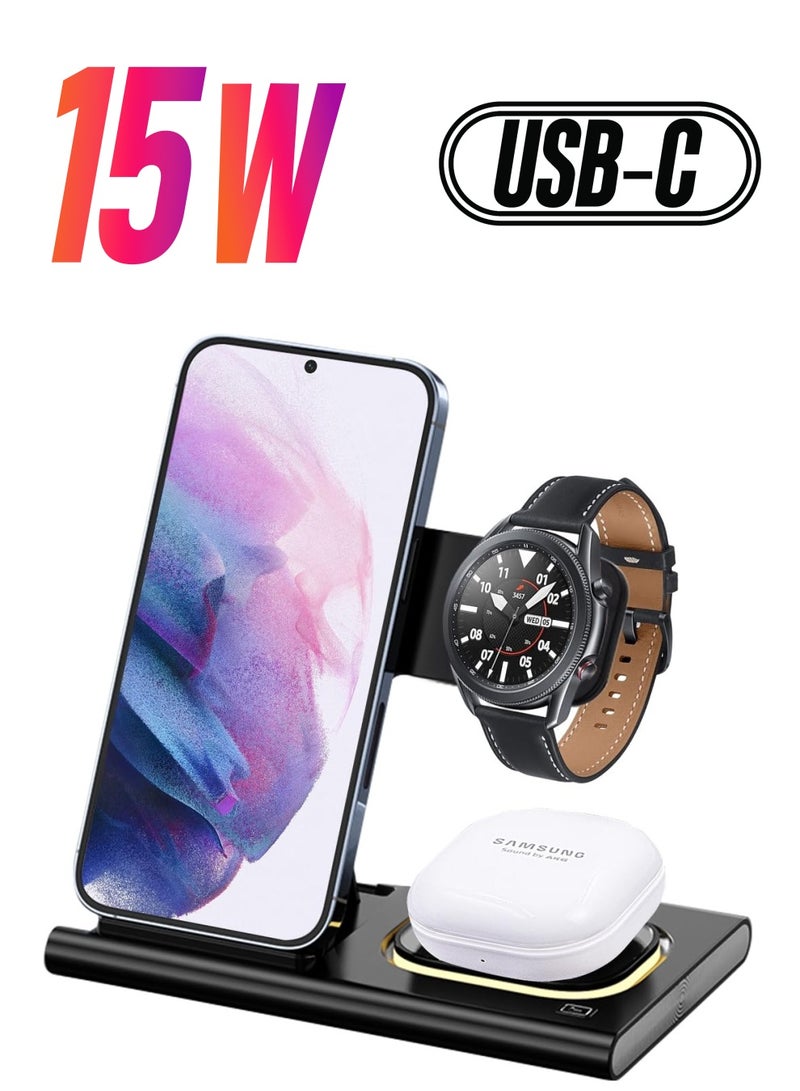 SYOSI Wireless Charger for Samsung S23 Ultra, 3 in 1 Samsung Charging Station for Samsung S23+/S22 Ultra/S22/Z Fold 4/Z Flip 4, Samsung Watch Charger for Galaxy Watch 5/5 Pro/4/3/Active 2 - Image 1