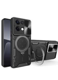 Generic Case Cover Shockproof CD Protective Case with Camera Protection and Metal Ring Compatible with Oppo Reno 13 Pro 5G (Black)  - Image 1
