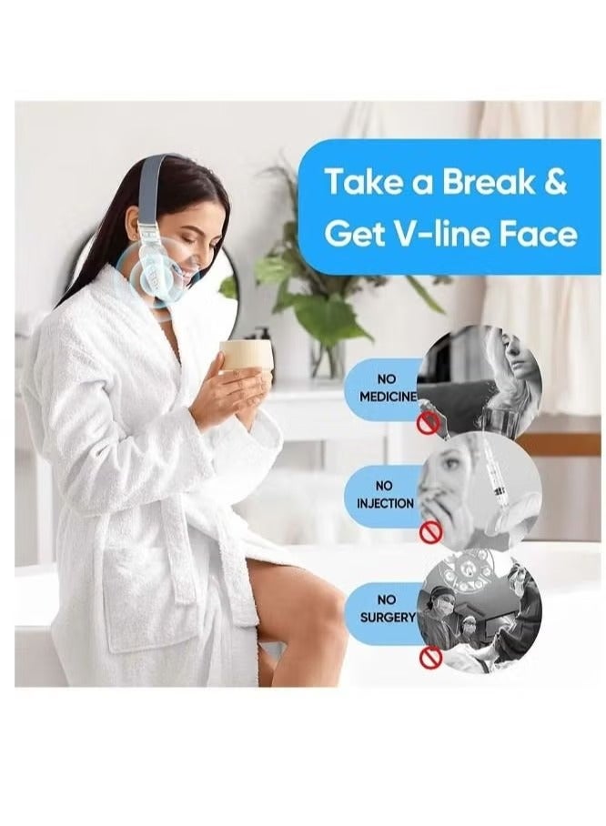 إسكدنيا جهاز تقليل الذقن المزدوج، جهاز شد الوجه الكهربائي على شكل حرف V، جهاز تدليك تنحيف الوجه بالتيار الكهربائي الدقيق، جهاز تدليك ذكي لشد الوجه قابل لإعادة الاستخدام - Image 3