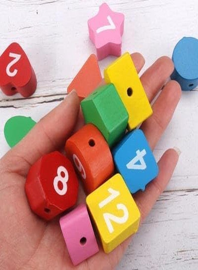 HaRvic Wooden Learning Clock with Bead Lace, Educational Digital Analog Numbers, Shape & Color Learning Montessori Toy for Kids (Multicolor) - Image 3