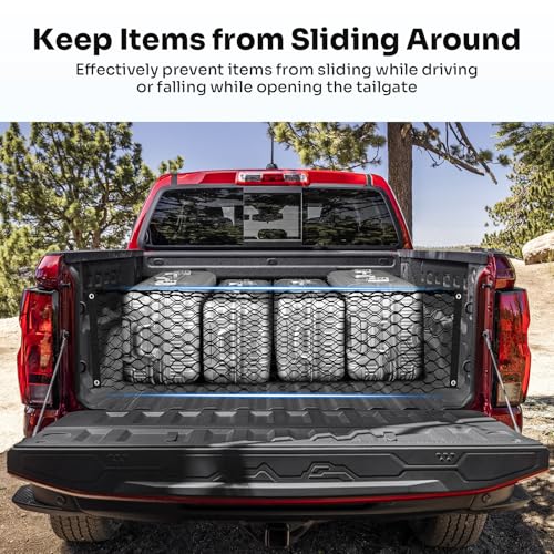 Canvcle Trunk Cargo Net for 2023-2025 2026 Chevy Colorado &GMC Canyon Accessories Envelope Style Mesh Trunk Net Organizer and Storage Stretchable Adjustable Elastic Nylon Rear Cargo Netting with Hooks - Image 5