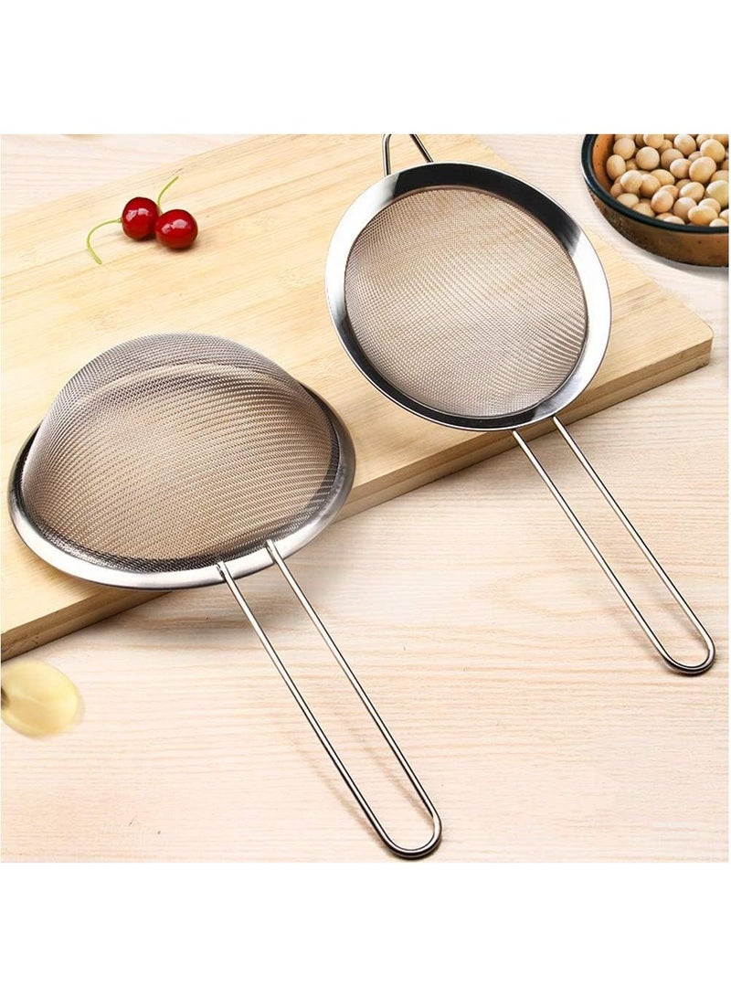 Home zone Set of 5 Sizes Premium Quality Fine Mesh Stainless Steel Strainers with Resting Ear Design Mesh Strainer with Handle for Kitchen Food - Image 3