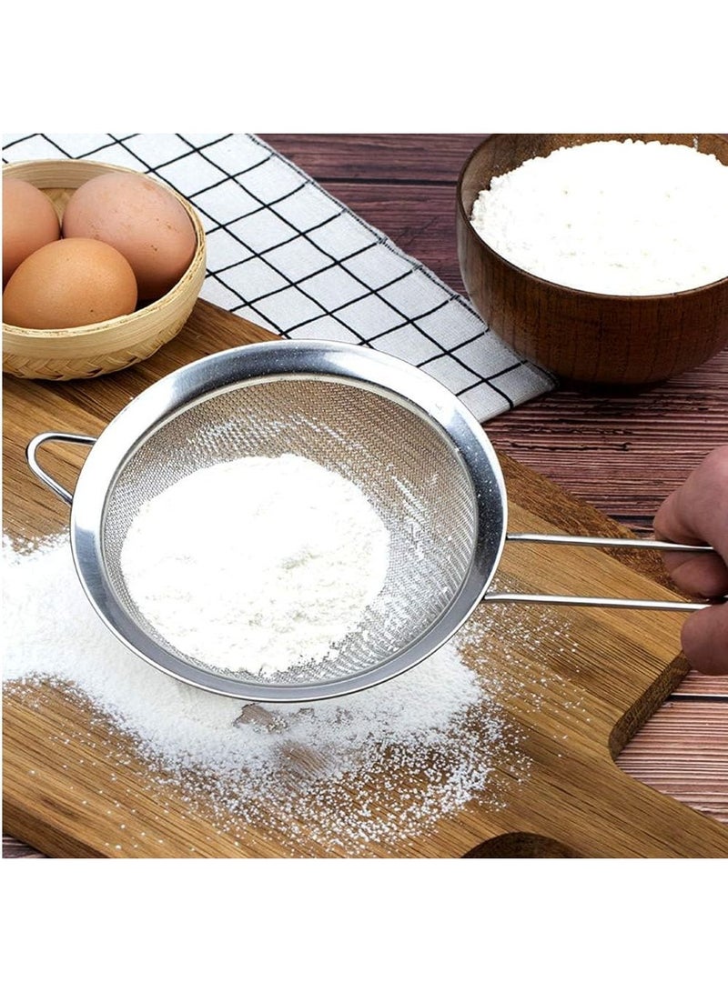 Home zone Set of 5 Sizes Premium Quality Fine Mesh Stainless Steel Strainers with Resting Ear Design Mesh Strainer with Handle for Kitchen Food - Image 5