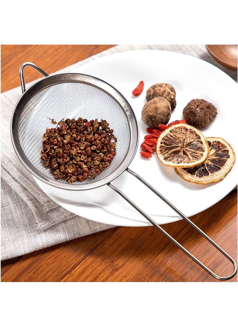 Home zone Set of 5 Sizes Premium Quality Fine Mesh Stainless Steel Strainers with Resting Ear Design Mesh Strainer with Handle for Kitchen Food - Image 2