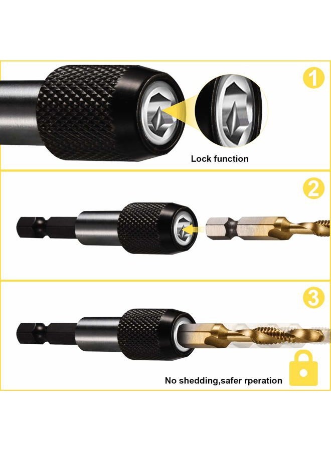 THINKWORK Combination Drill Tap & Tap Bit Set, 3-in-1 Titanium Coated Screw Tapping Bit Tool for Drilling, Tapping, Countersinking, with Quick-Change Adapter, 13 PCS SAE/Metric - Image 5