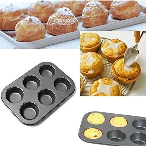 SEASPIRIT 6 Slot Aluminium Tray Muffin Cup Cake Tray Baking in Microwave Oven Muffin Bread Cake Bakeware Reusable Tray Pan Mould for Deserts Pastries and Cookies NonStick - Image 2