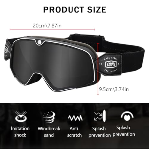 Proberos® Motorcycle Goggles, Fashion Grey Helmet 400 UV Sun Protection, Windproof, Anti Fog, Adjustable Headband, for Riding Racing for Men, Women, Youth - Image 2