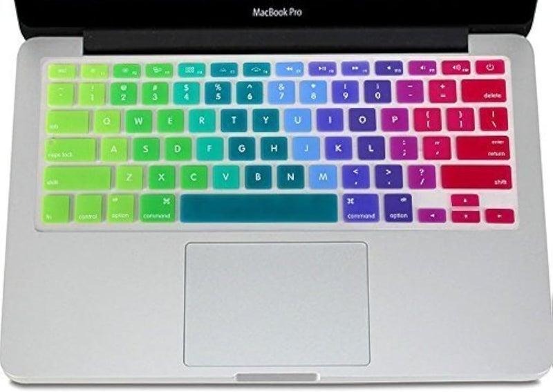 سيفن لاين غطاء لوحة مفاتيح Se7enline (تخطيط US) لـ Macbook Pro 13, 15, 17 بوصة / Macbook Air 13.3 بوصة الإصدارات القديمة: A1369, A1466, A1502, A1425, A1398, A1278, A1286 قوس قزح - Image 1