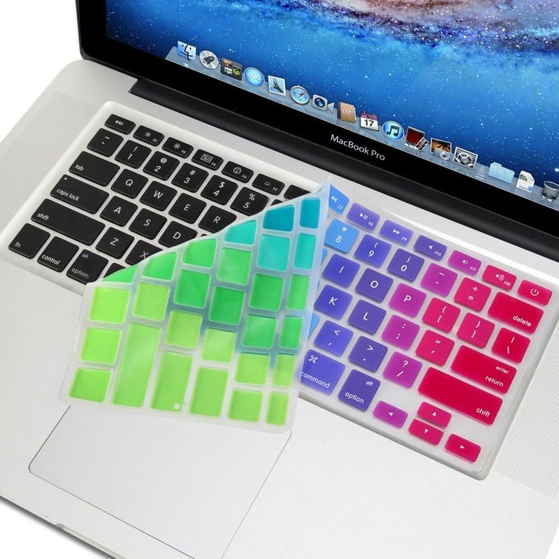 سيفن لاين غطاء لوحة مفاتيح Se7enline (تخطيط US) لـ Macbook Pro 13, 15, 17 بوصة / Macbook Air 13.3 بوصة الإصدارات القديمة: A1369, A1466, A1502, A1425, A1398, A1278, A1286 قوس قزح - Image 2