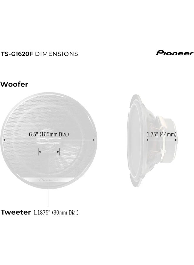 Pioneer TS-G1620F 6.5" 300W Max / 40W RMS 2-Way Coaxial Car Speakers – Deep Bass, Clear Sound, Easy Installation (Pair) ✅ - Image 5