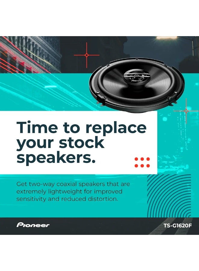 Pioneer TS-G1620F 6.5" 300W Max / 40W RMS 2-Way Coaxial Car Speakers – Deep Bass, Clear Sound, Easy Installation (Pair) ✅ - Image 2