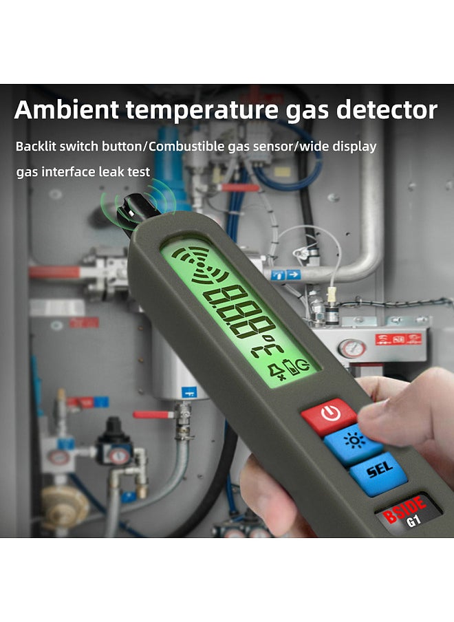 BSIDE - Handheld Combustible Gases Leak Detector Natural Gases Leakage Tester Portable Combustible Gases Concentration Analyzer Meter with Temperature Test and Sound Light Alarm Function - Image 1