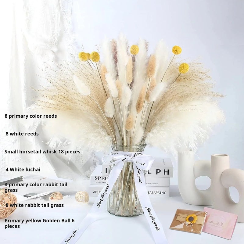 Bluejw G43 Pampas Grass Bouquet, 80pcs Natural Dried Phragmites Flowers for Wedding Home Decor, Valentine's Day Christmas Dried Plants - Image 1