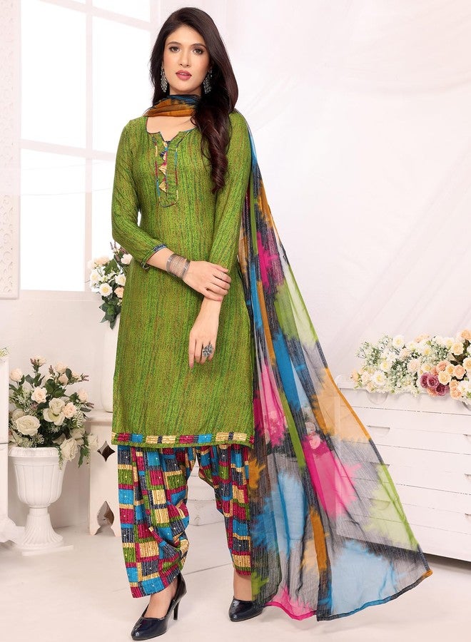 Yashika Women's Printed Dress Material - Unstitched Crepe Fabric Kurti, Pants & Dupatta Set (AZ-YS-P4-SOBHNA MEHENDI) - Image 2