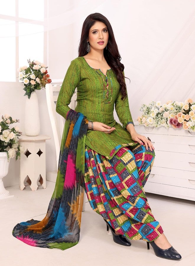 Yashika Women's Printed Dress Material - Unstitched Crepe Fabric Kurti, Pants & Dupatta Set (AZ-YS-P4-SOBHNA MEHENDI) - Image 4