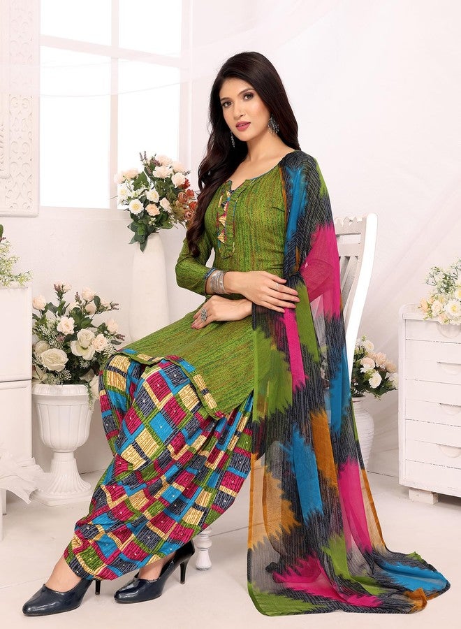 Yashika Women's Printed Dress Material - Unstitched Crepe Fabric Kurti, Pants & Dupatta Set (AZ-YS-P4-SOBHNA MEHENDI) - Image 3