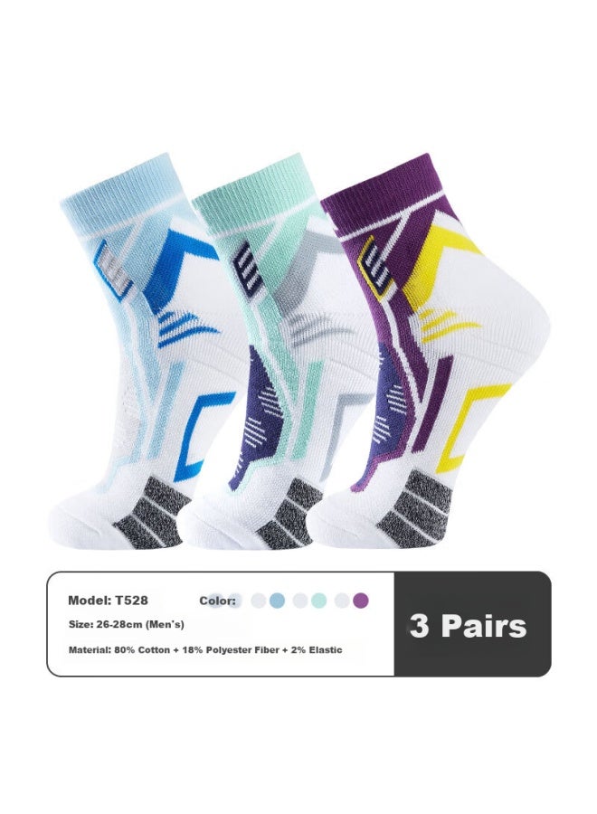 Taan Thick Towel Bottom Professional Sports Socks For Badminton T528 Mixed Color 3 Pairs Pack - Image 2