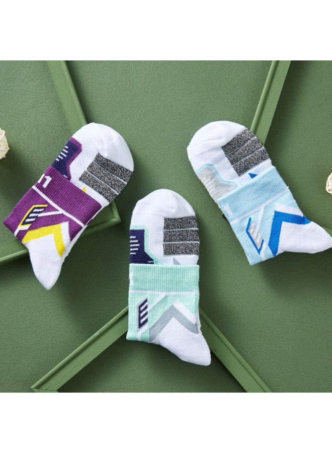Taan Thick Towel Bottom Professional Sports Socks For Badminton T528 Mixed Color 3 Pairs Pack - Image 4