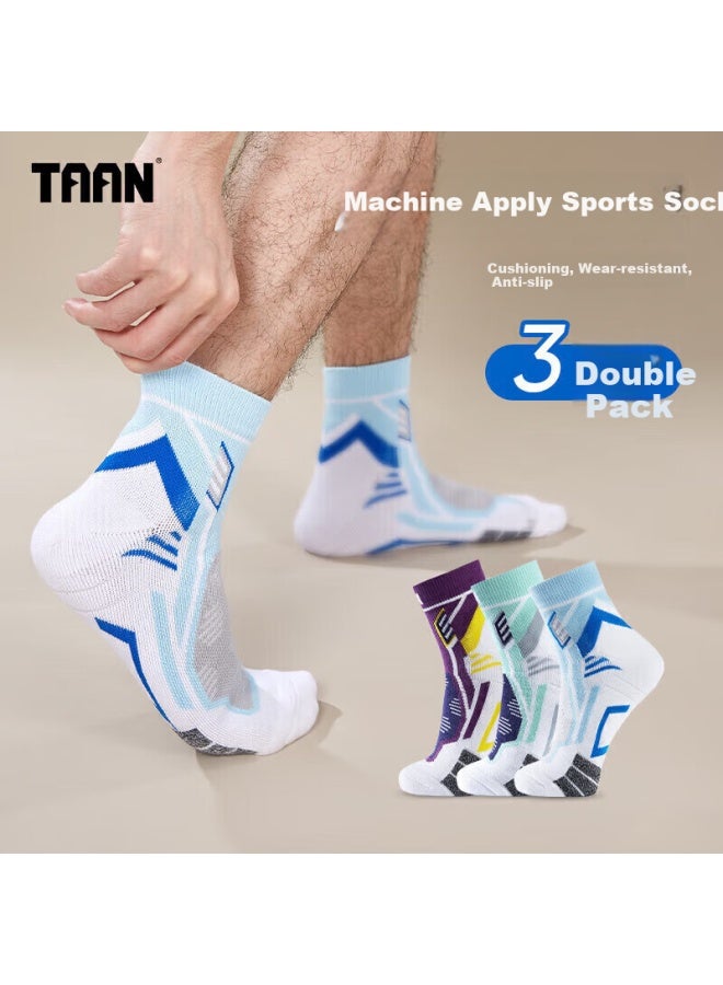 Taan Thick Towel Bottom Professional Sports Socks For Badminton T528 Mixed Color 3 Pairs Pack - Image 1